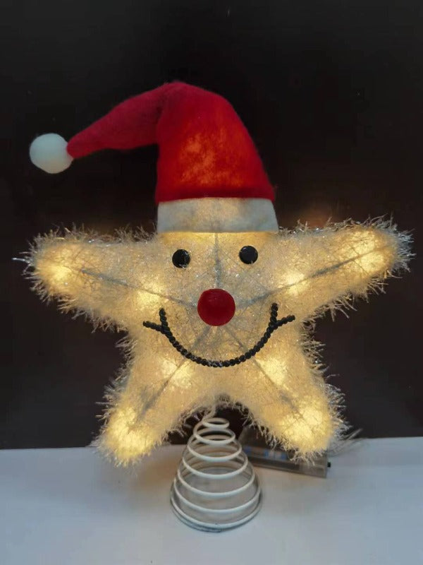 Christmas tree top star with new santa design for indoor