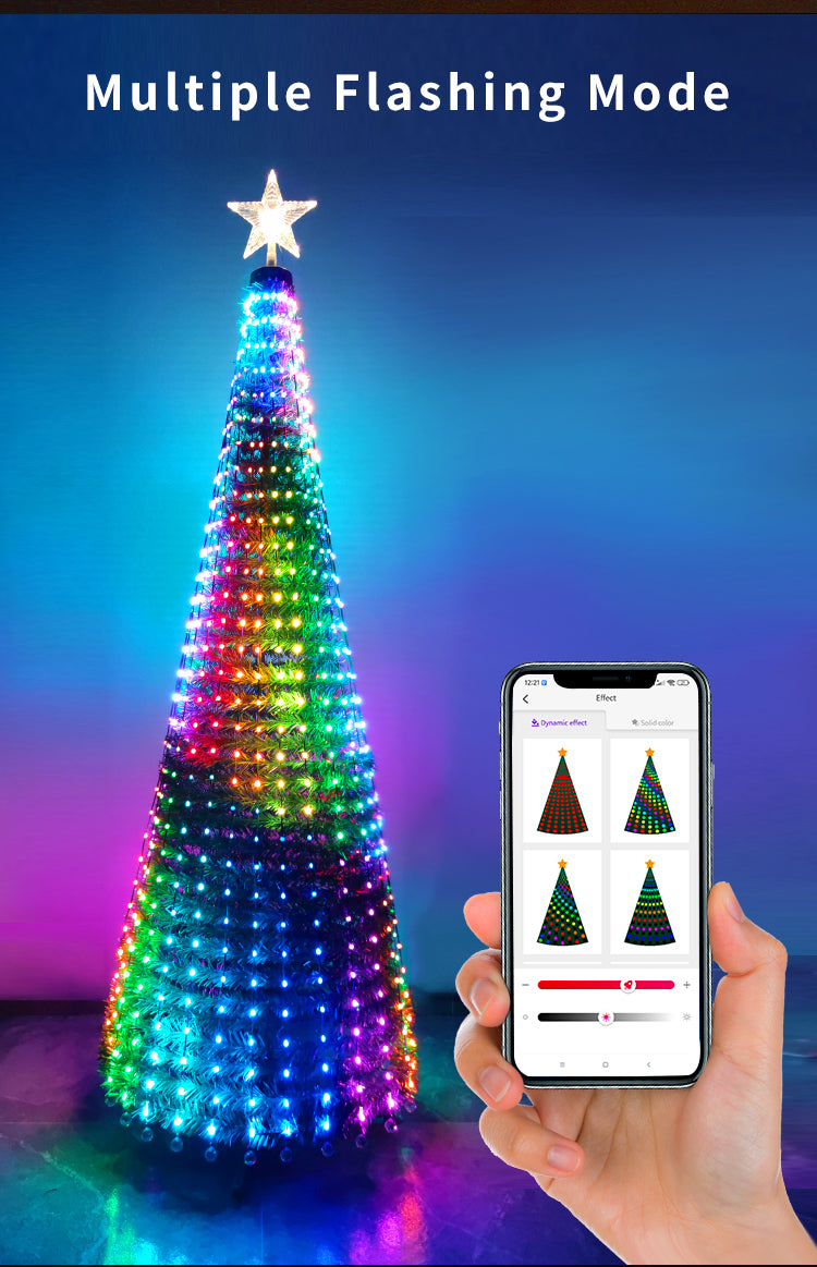 DIY program lighting Christmas tree controlled by voice and app for indoor